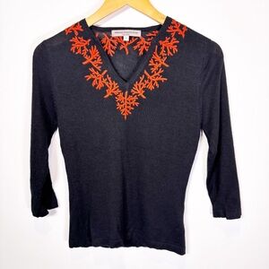 Armand Diradourian Coral V-Neck Sweater